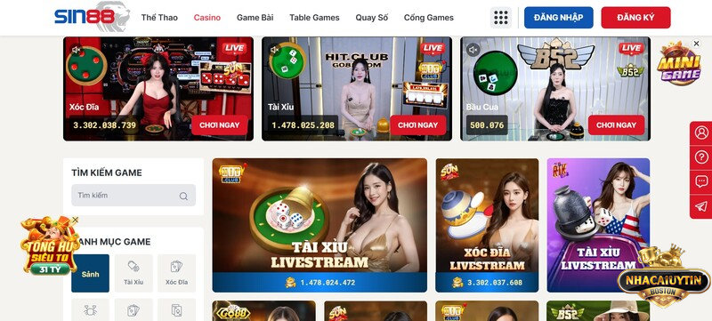 Cá cược Live Casino đáng thử nhất tại Sin88